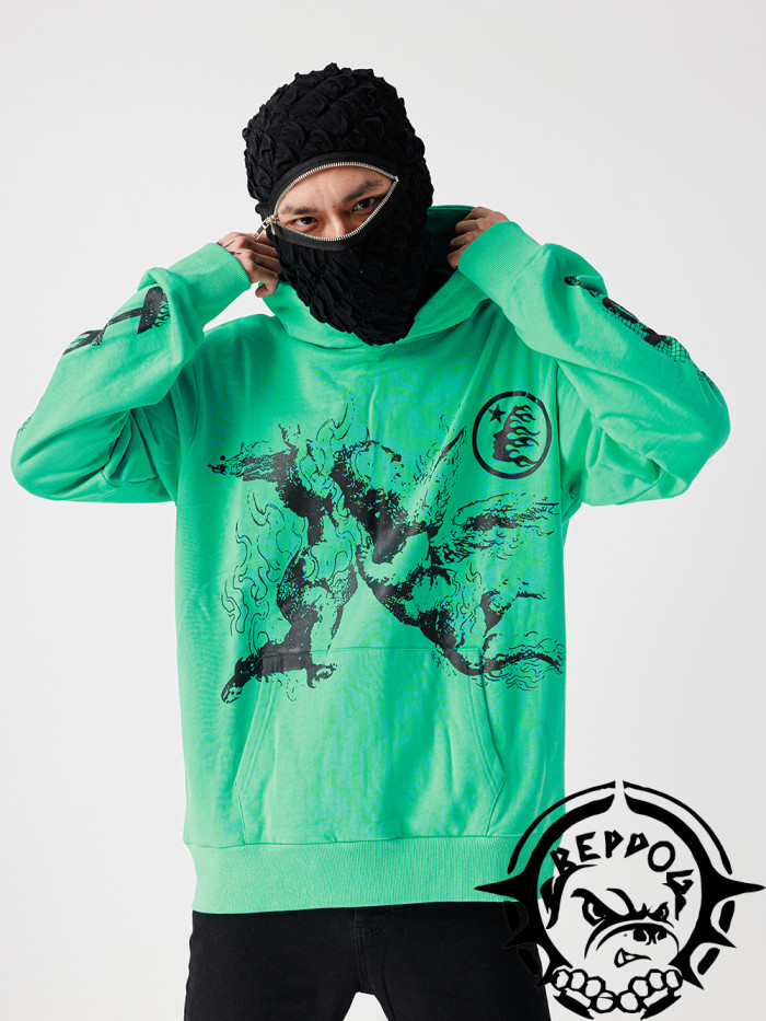 [buy more save more] 1:1 quality version Fallen Angel Green Print Hoodie