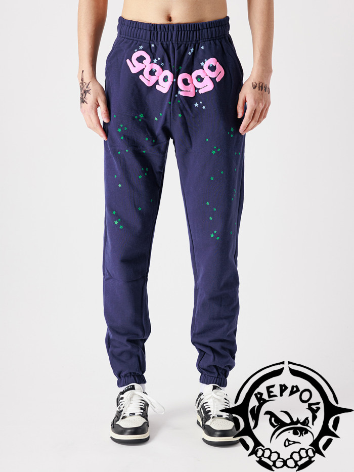 Fluorescent Green Spiderweb Print Sweatpants