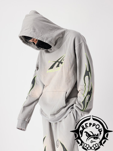 High Street Vintage Gradient Aged Hooded Sweatshirt