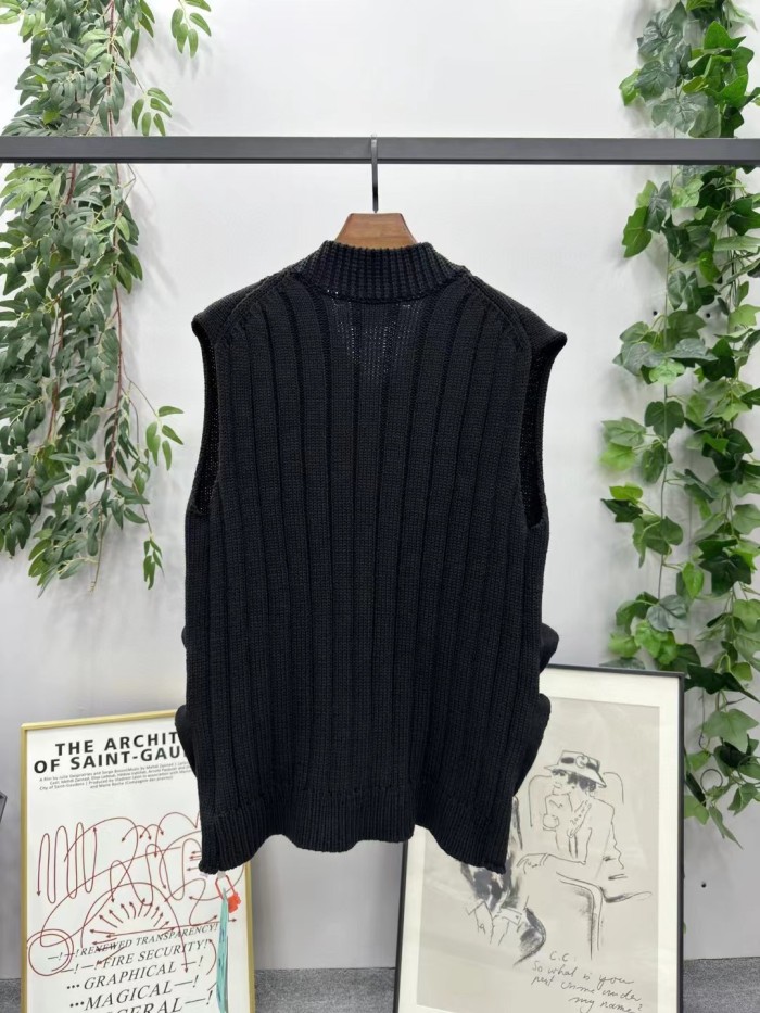 Multi-pocket knit vest jacket 2 colors