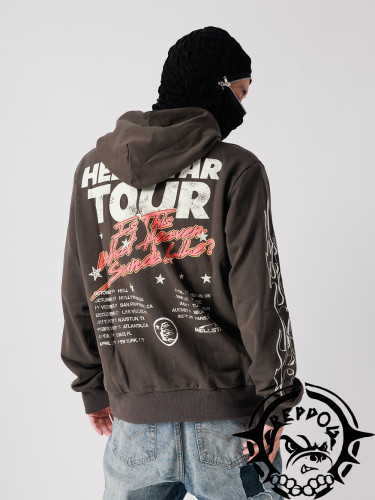 1:1 quality version Half Face Flame Print Hoodie