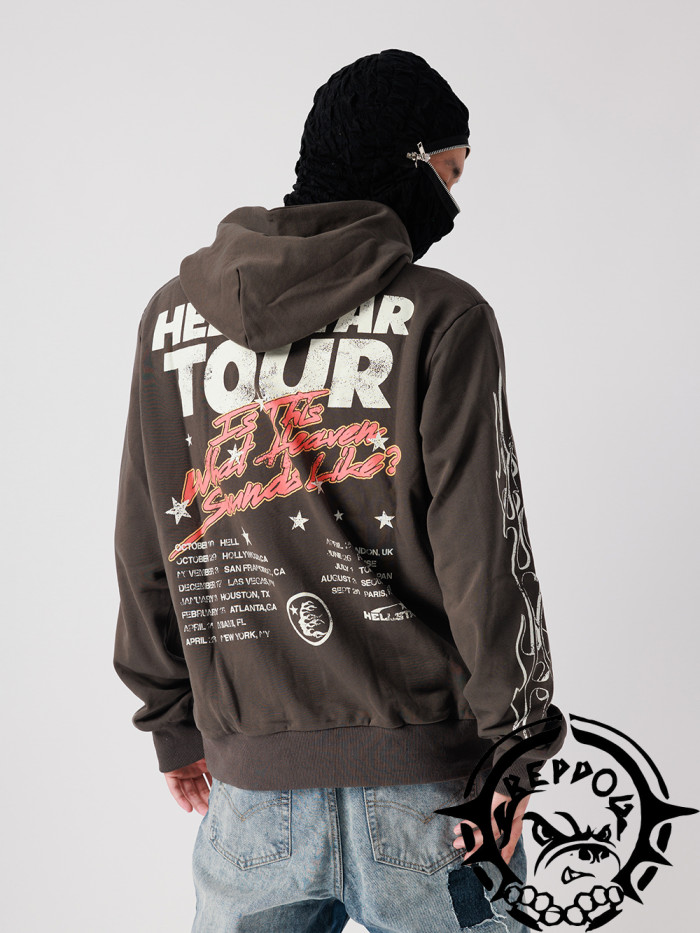 1:1 quality version Half Face Flame Print Hoodie