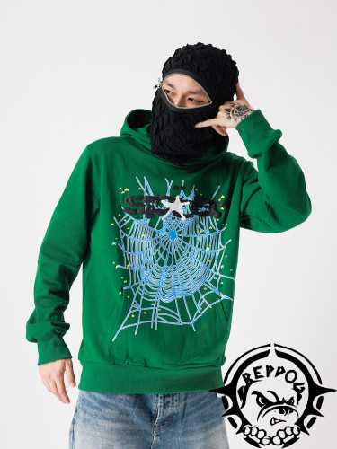 Spider Web White Star English Print Sweatshirt Hoodie