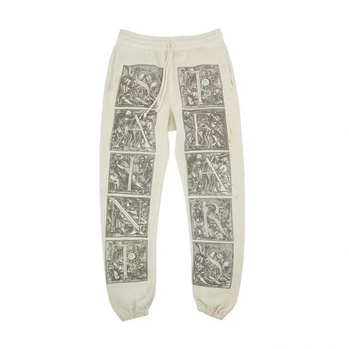 1:1 quality version Letter Pictures Pants Cream Color