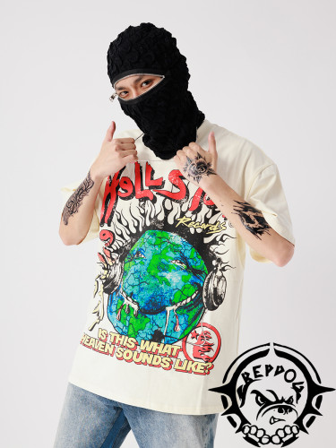 Sunglass Man Face Print Loose Tee