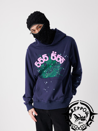 [buy more save more]Fluorescent Green Spider Web Print Hoodie