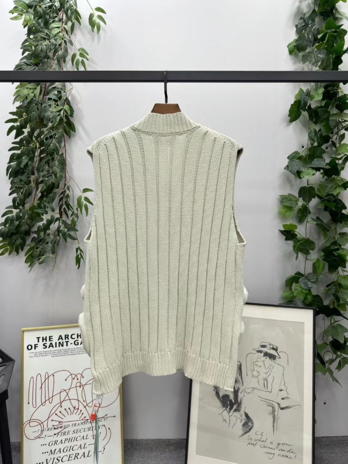 Multi-pocket knit vest jacket 2 colors