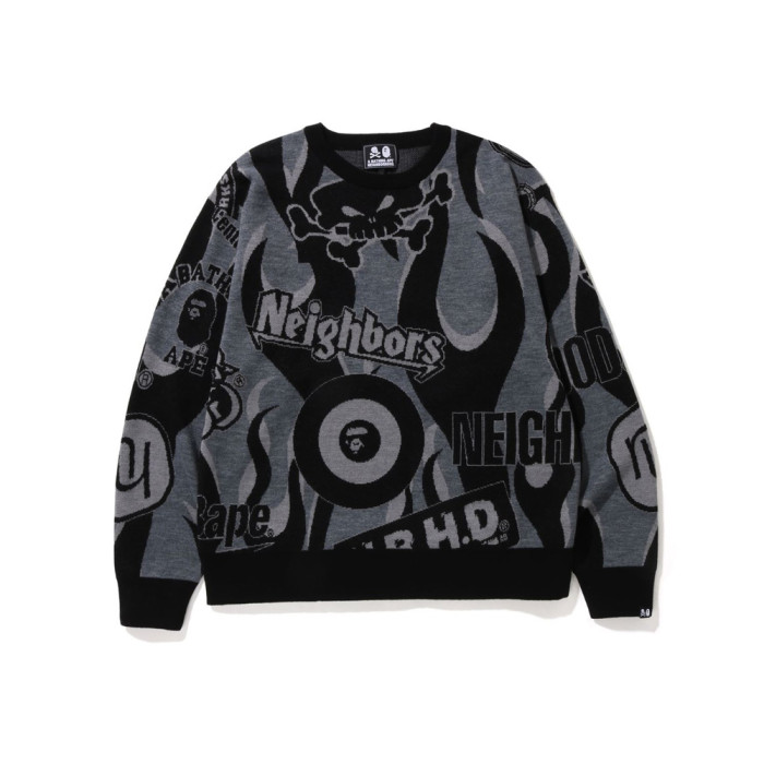Knit Skull Crew Neck Sweater 2 colors