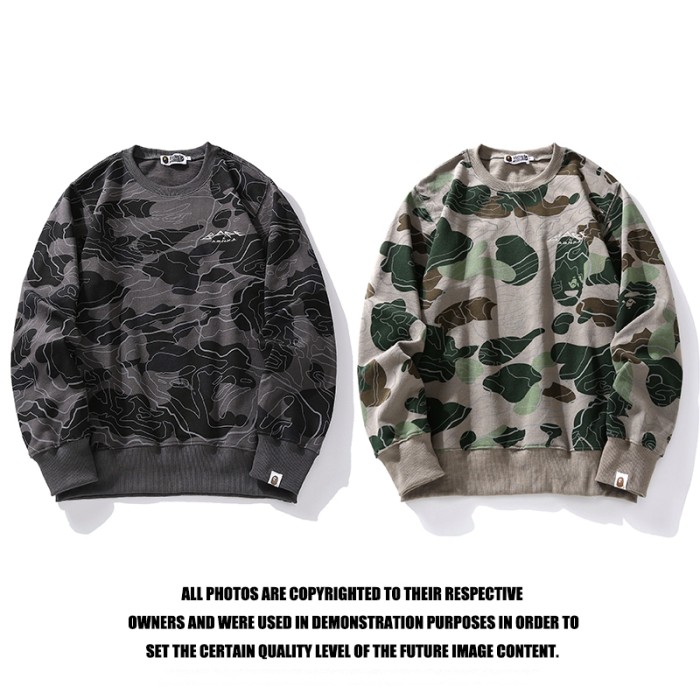 Layered Camouflage Pullover Crew Neck Sweatshirt 2 colors