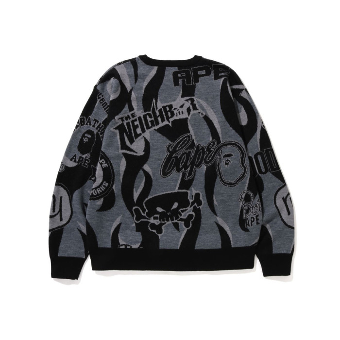 Knit Skull Crew Neck Sweater 2 colors