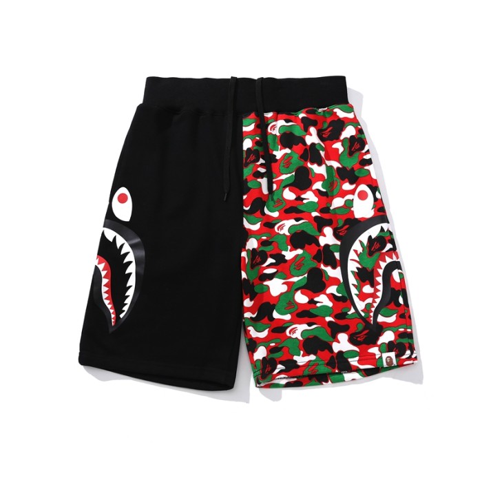 Red Camo Black Mix Colors Shark Face Shorts