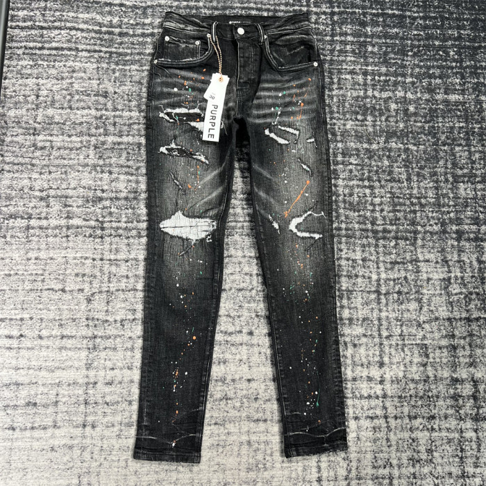 1:1 quality version Ripped Inkjet  black color Jeans