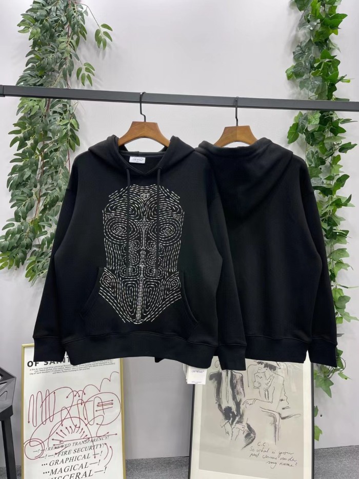 1:1 quality version Ribbed Print Hooded Sweatshirt