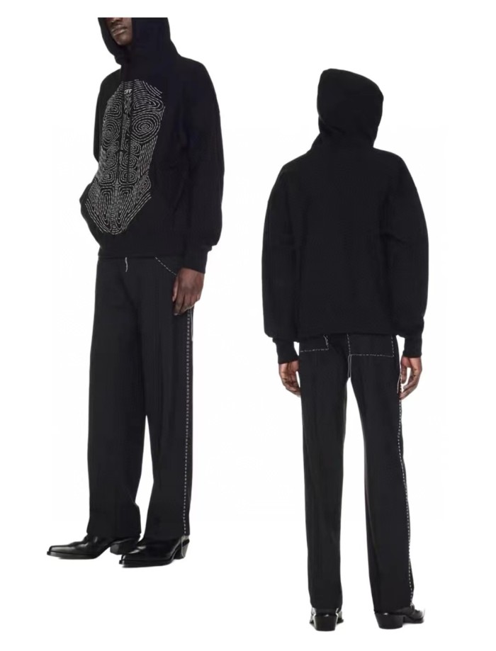 1:1 quality version Ribbed Print Hooded Sweatshirt