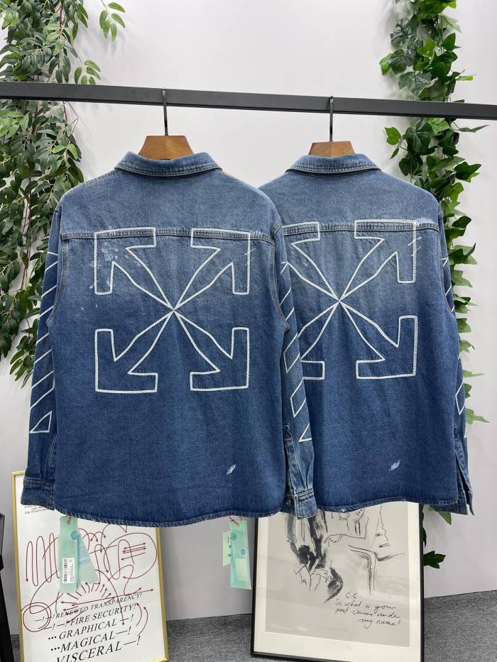 1:1 quality version Embroidered Arrowhead Section Denim Shirt Jacket