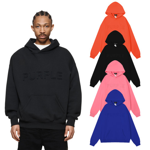 Monogrammed Same Color Embroidered Sweatshirt Hoodie 4 colors