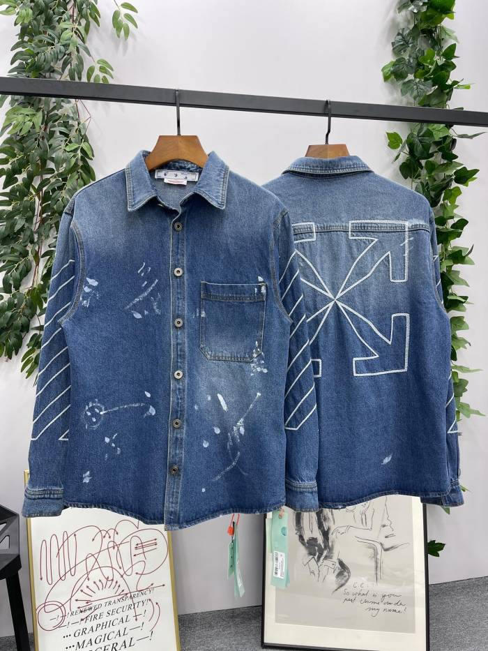 1:1 quality version Embroidered Arrowhead Section Denim Shirt Jacket
