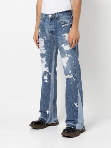 1:1 quality version Old spliced ripped jeans