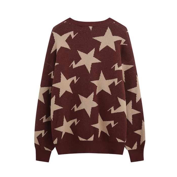 Knitted Star Print Cardigan 2 colors