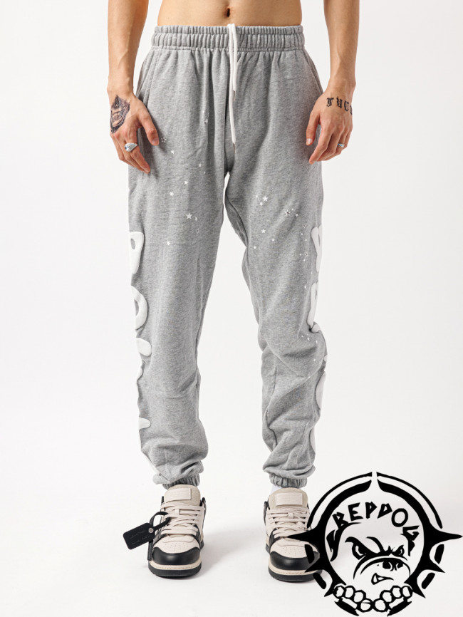 [buy more save more]  Bright white letters combination of Spider-Man vitality foam printed sweatpants