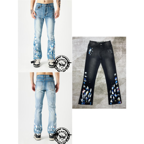 [buy more save more]  1:1 quality version Splash Ink Straight Button Row Jeans 2 colors