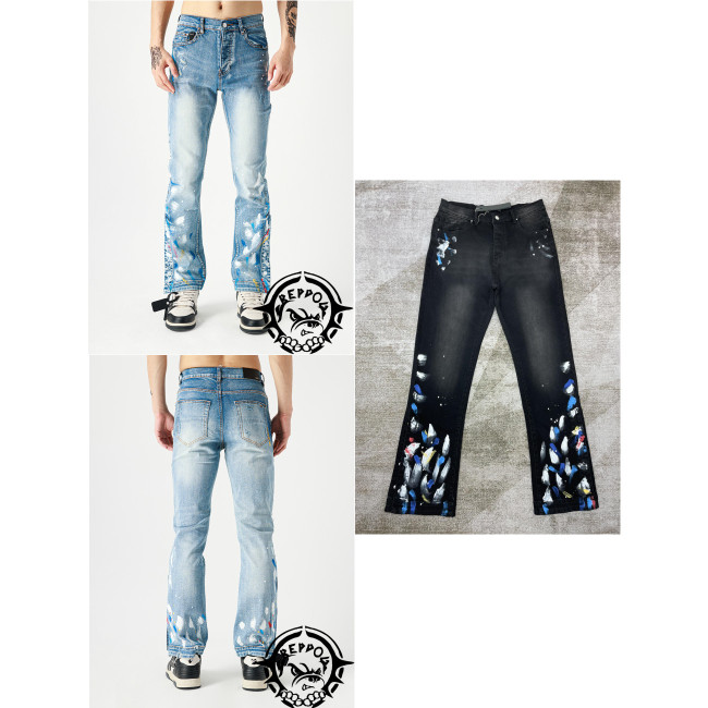 [buy more save more]  1:1 quality version Splash Ink Straight Button Row Jeans 2 colors 22814404