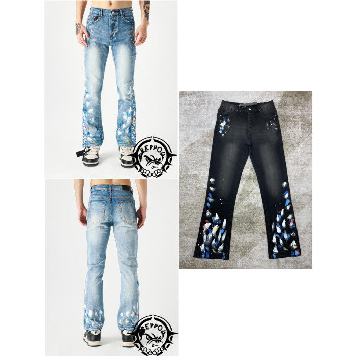 [buy more save more]  1:1 quality version Splash Ink Straight Button Row Jeans 2 colors 22814404