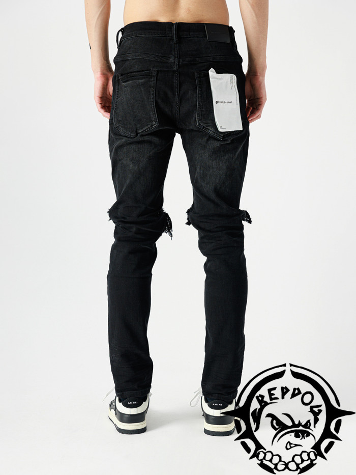 [buy more save more] 1:1 quality version Solid Black Double Knee Scratch Jeans