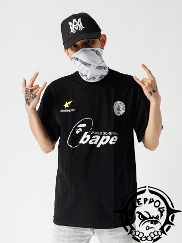 Ape Head Letter Clash Color Star Print Short Sleeve tee 2colors
