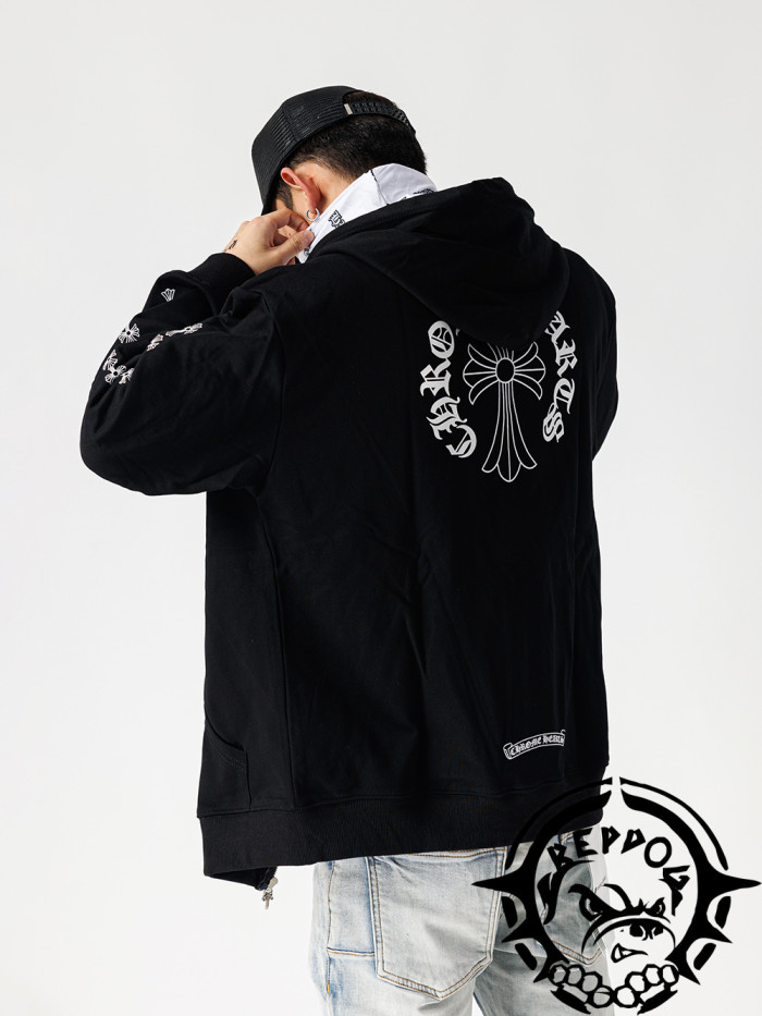 Back cross horseshoe zipper hoodie