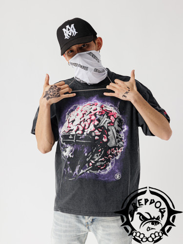 [buy more save more] Helmet Printed Back Letter tee