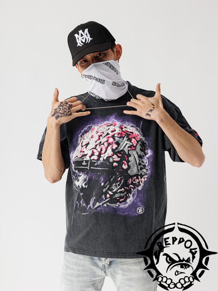[buy more save more] Helmet Printed Back Letter tee