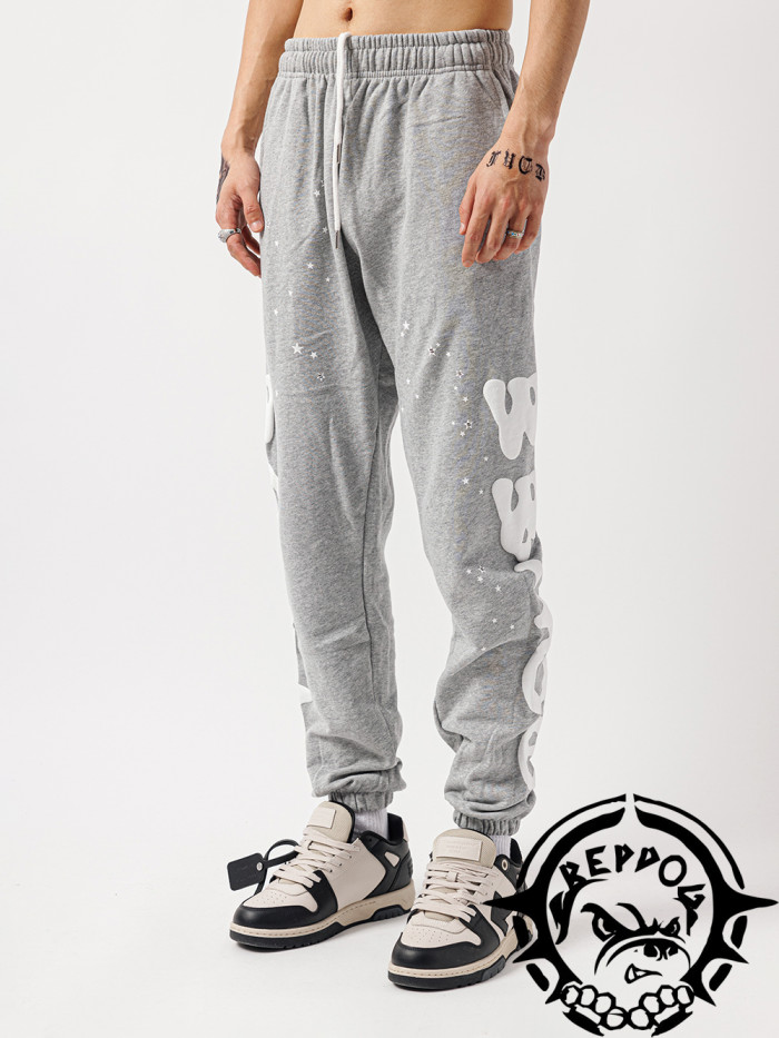 [buy more save more]  Bright white letters combination of Spider-Man vitality foam printed sweatpants