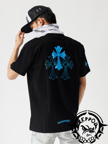 1:1 quality version Blue horseshoe cross tee