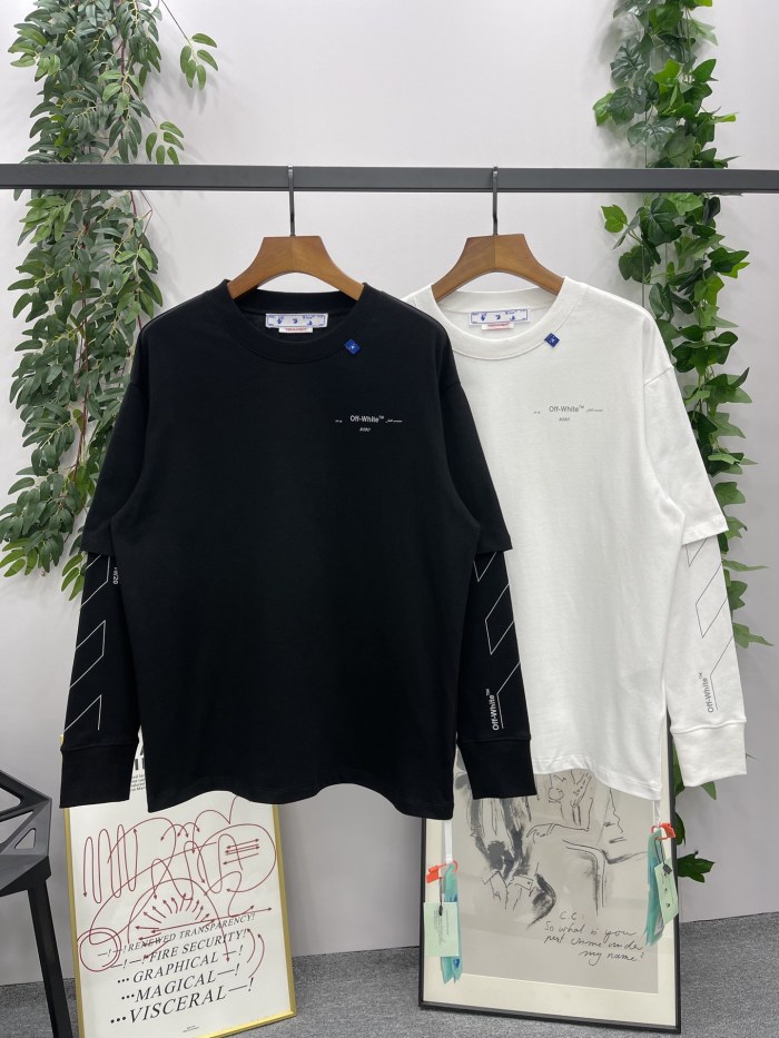 [buy more save more] 1:1 quality version Sketch Mutilated False Two Piece Long Sleeve T-Shirt 2 colors