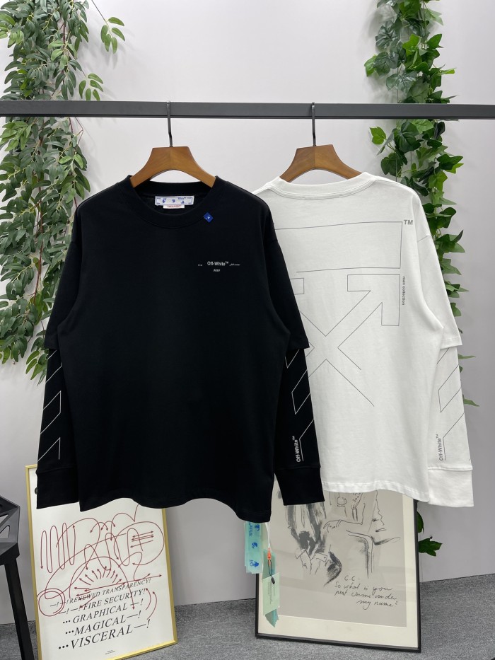 [buy more save more] 1:1 quality version Sketch Mutilated False Two Piece Long Sleeve T-Shirt 2 colors