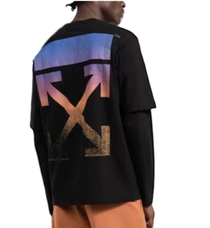 1:1 quality version Colorful Gradient Fake Two Piece Long Sleeve T-Shirt 2 colors