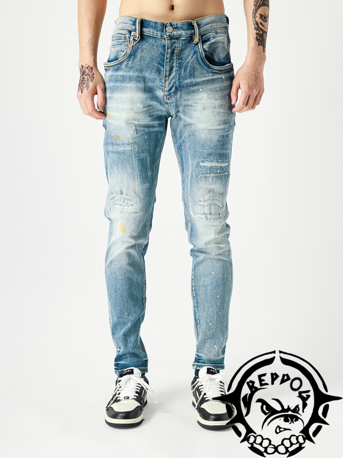1:1 quality version Worn washed jeans
