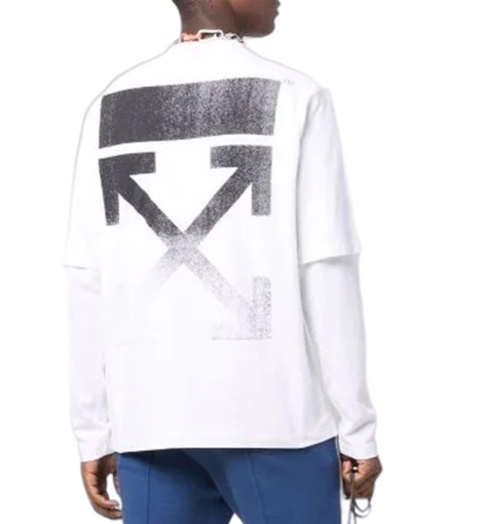 1:1 quality version Colorful Gradient Fake Two Piece Long Sleeve T-Shirt 2 colors