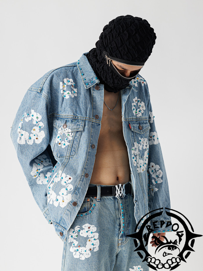 [50% Off]1:1 quality version Gemstone inlaid cottonwood denim jacket 22421751