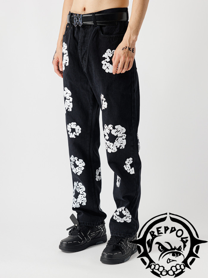 1:1 quality version High Street Cottonwood print jeans pants 2 colors
