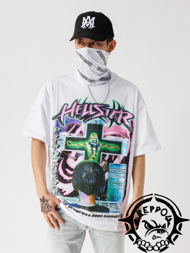 Green cross Print tee White Color