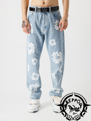 1:1 Quality Version Kapok Light Blue Denim Jeans