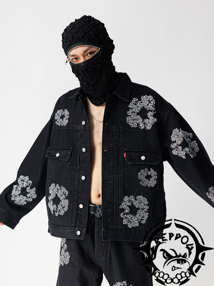 [buy more save more] 1:1 quality version artificial diamond cottonwood denim jacket 24631038