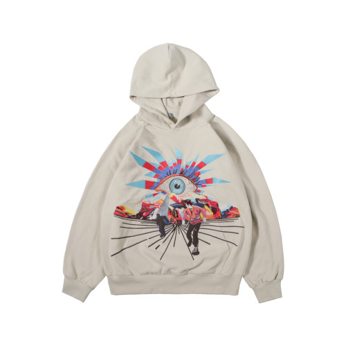 One-Eyed Portrait Print Sweatshirt Hoodie 2 colors