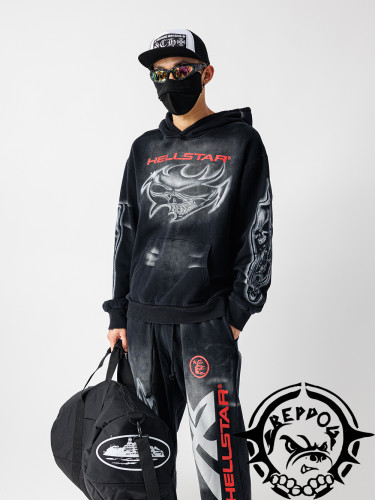 Trendy Half Face Skull Print Hoodie