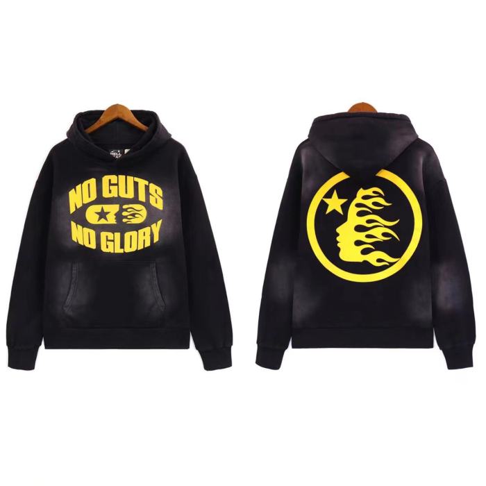 [50% Off]Two-Tone Yellow Letter Print Hoodie 24763195