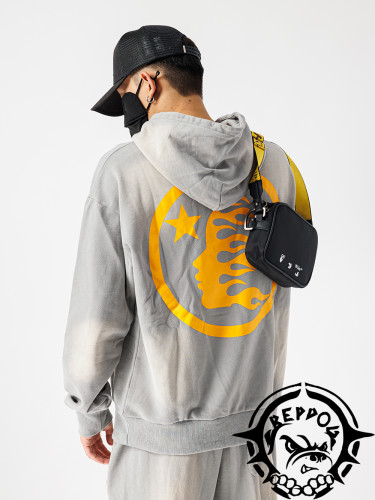 Two-Tone Yellow Letter Print Hoodie