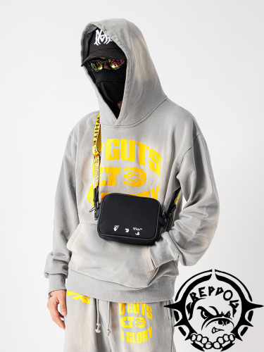 Two-Tone Yellow Letter Print Hoodie