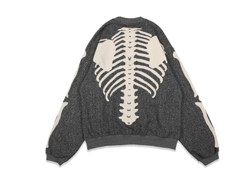 Skeleton Flower Sleeve Crew Neck Sweatshirt